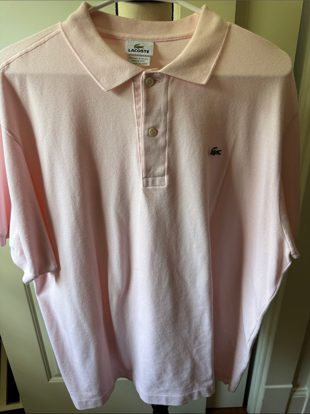 Lacoste Men's Light Pink Pique Polo with Crocodile Logo